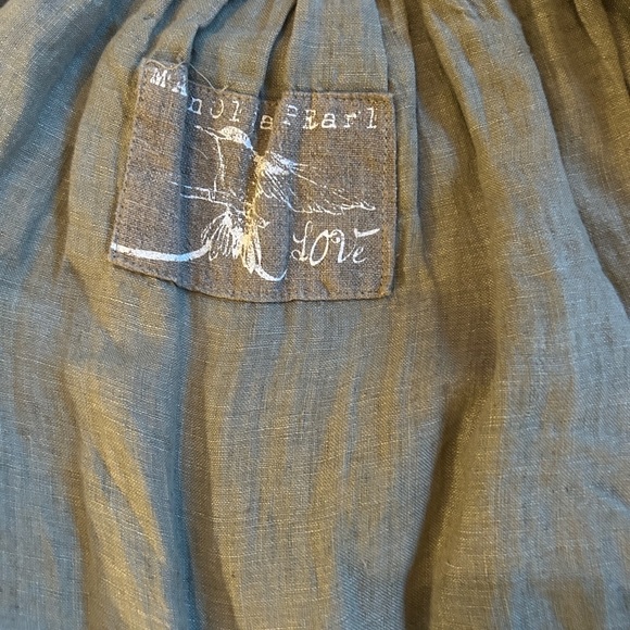 Magnolia Pearl olive green linen skirt CA#6 - Picture 2 of 8